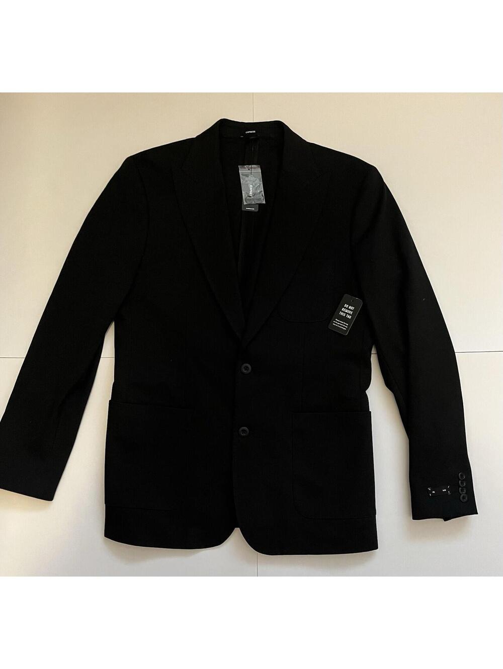 Express Men’s Slim Fit Suit Jacket Blazer 40L Black Two-Button Notch Lapel $248